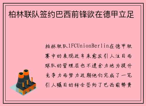 柏林联队签约巴西前锋欲在德甲立足